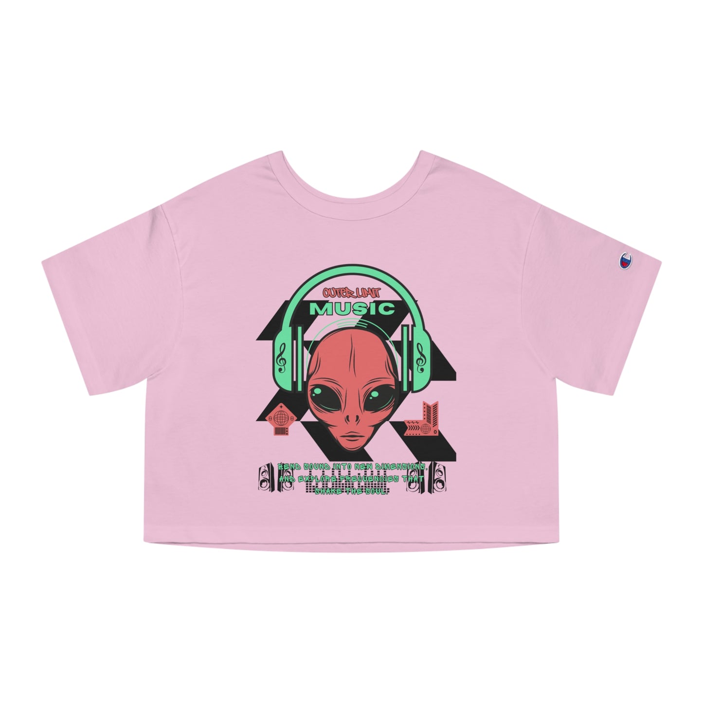 Champion Women's Cropped T-Shirt Music Alien Design