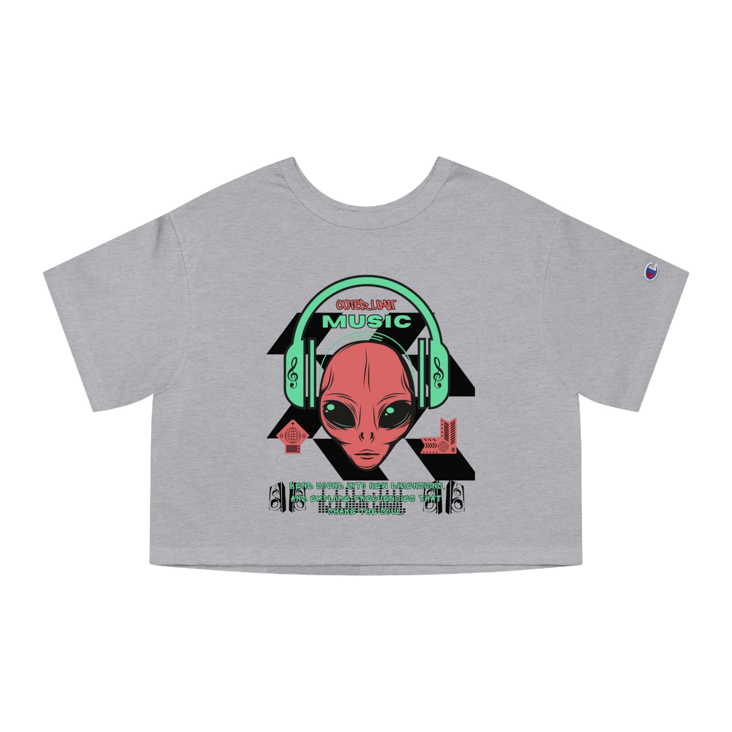 Champion Women's Cropped T-Shirt Music Alien Design