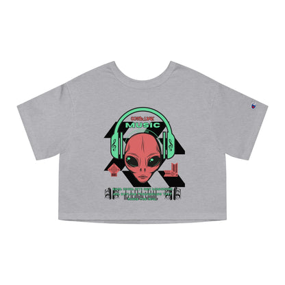 Champion Women's Cropped T-Shirt Music Alien Design