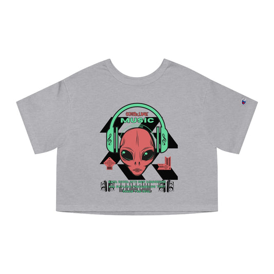 Champion Women's Cropped T-Shirt Music Alien Design