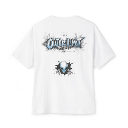 Outer Limit Basketball Graphic Tee — Alien Cityscape Oversized Boxy T-Shirt