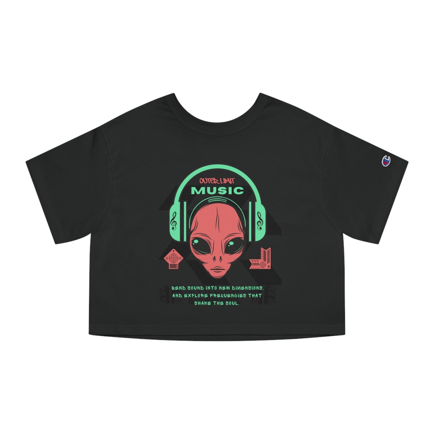 Champion Women's Cropped T-Shirt Music Alien Design