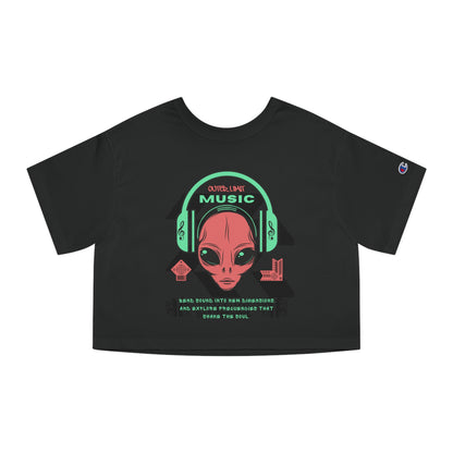 Champion Women's Cropped T-Shirt Music Alien Design