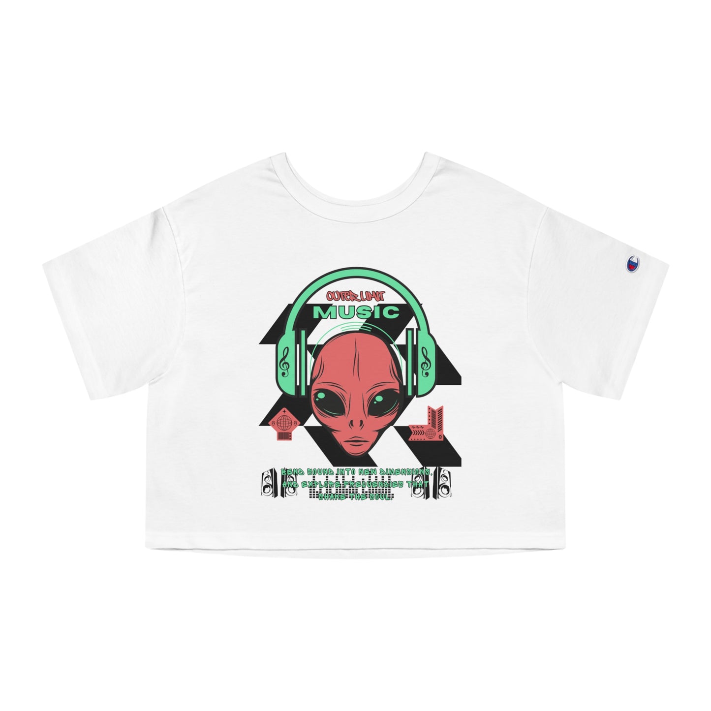 Champion Women's Cropped T-Shirt Music Alien Design