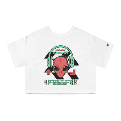 Champion Women's Cropped T-Shirt Music Alien Design
