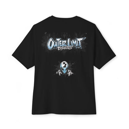 Outer Limit Basketball Graphic Tee — Alien Cityscape Oversized Boxy T-Shirt